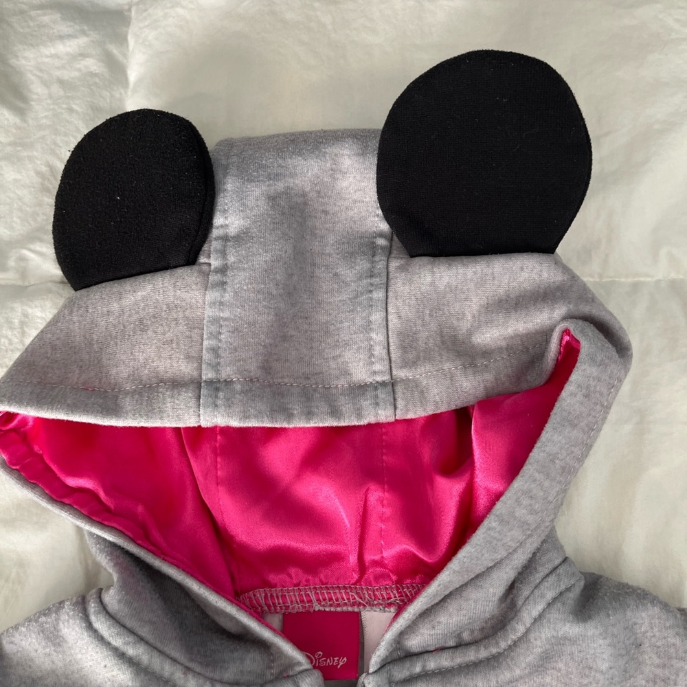 Kids Minnie Mouse Hoodie - Pink and Grey - Picture 2 of 7